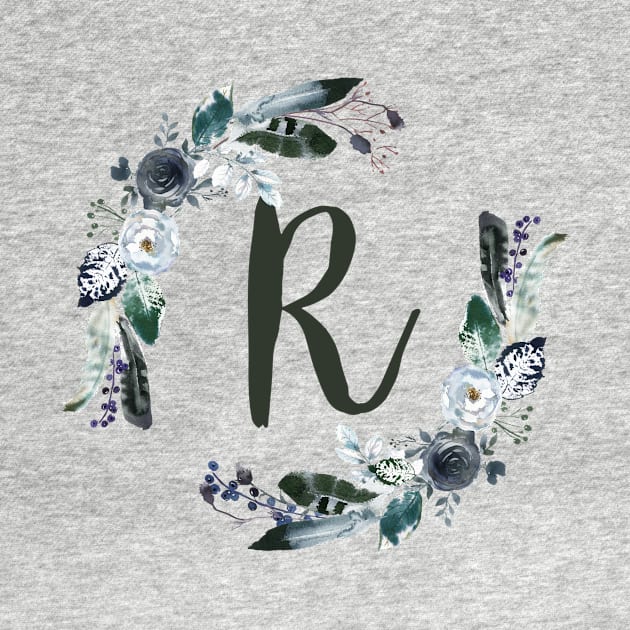 Floral Monogram R Dark Bohemian Flora by floralmonogram